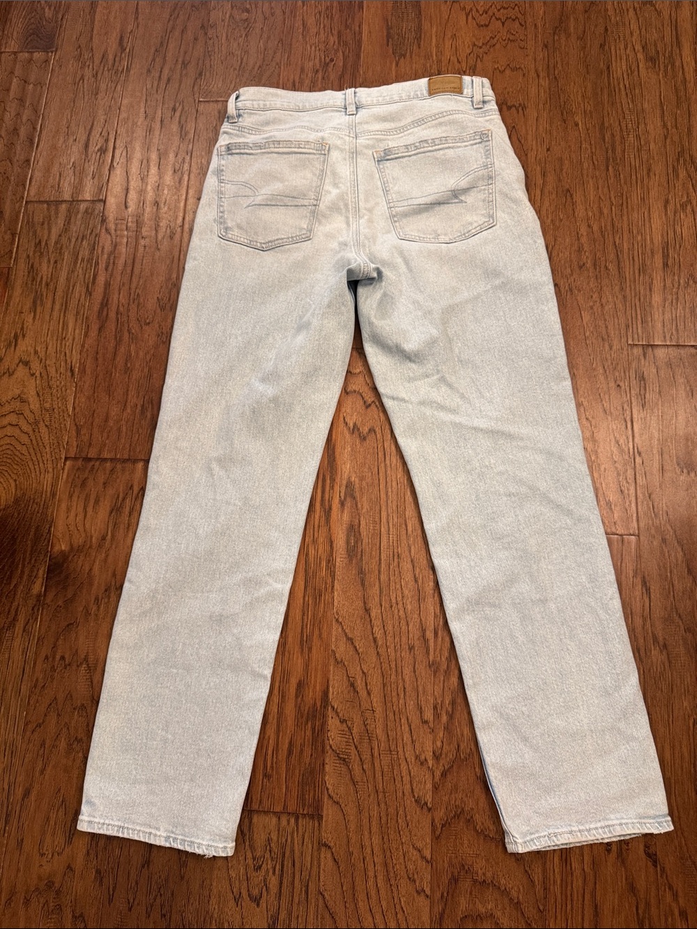 American Eagle Outfitters Light Blue Super High Rise Straight Leg Jeans - Picture 2 of 5